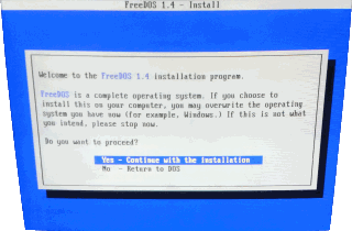 FreeDOS installer warning